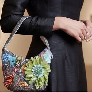 NWT Viral Handcrafted in India Beaded Floral Bag Multicolor small